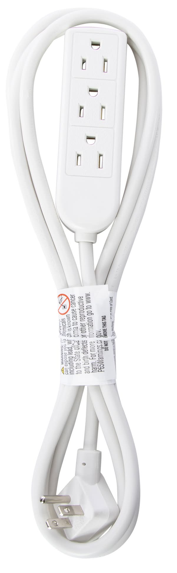 8ft Power Strip With 3 Outlets White