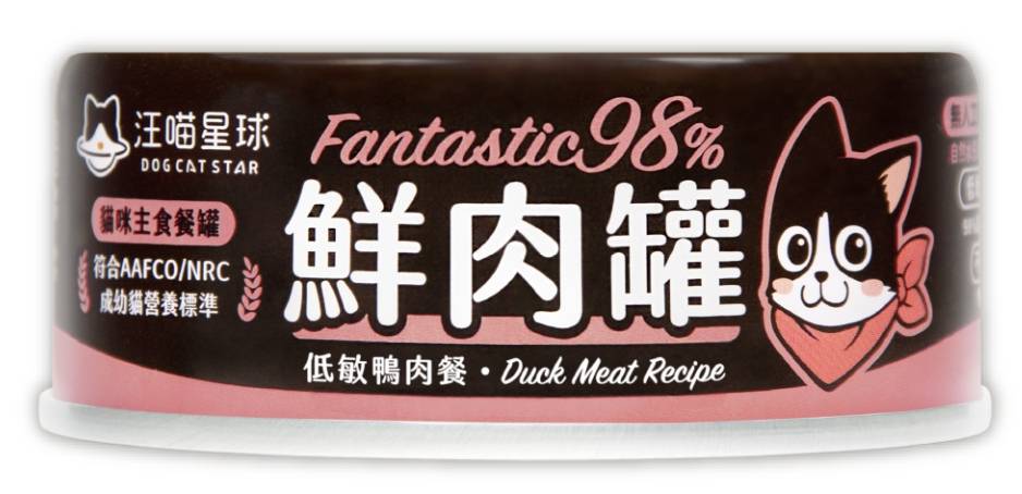 汪喵-��貓咪98%鮮肉主食罐80g-低敏鴨肉/4710345541064