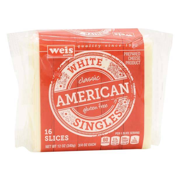 Weis White Classic American Singles Cheese (12 oz, 16 ct)