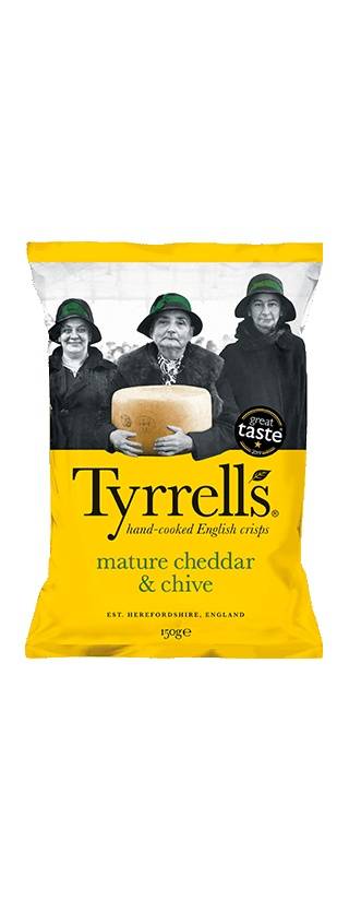 Tyrrells Mature Cheddar and Chive Crisps 150g