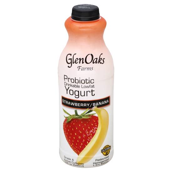 Glenoaks Farms Strawberry Banana Probiotic Drinkable Lowfat Yogurt