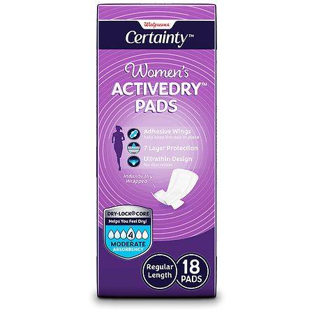 Walgreens Certainty Women's Activedry Pads Moderate (18 ct)