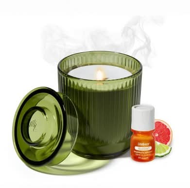 Lifelines Clickwick Essential Oil Diffuser With Candle, Grapefruit-Bergamot, Olive Ribbed (0.25 fl oz)