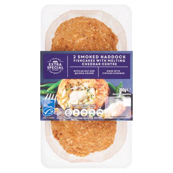 Asda Extra Special 2 Smoked Haddock Fishcakes with Melting Cheddar Centre 290g