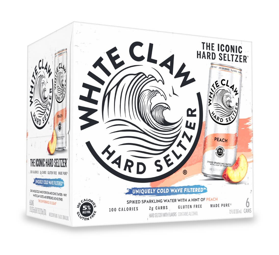 White Claw Spiked Sparkling Water Hard Seltzer, Peach (6 x 12 fl oz)