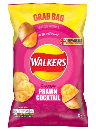 Walkers Prawn Cocktail, Supreme Potato Crisps (45g)
