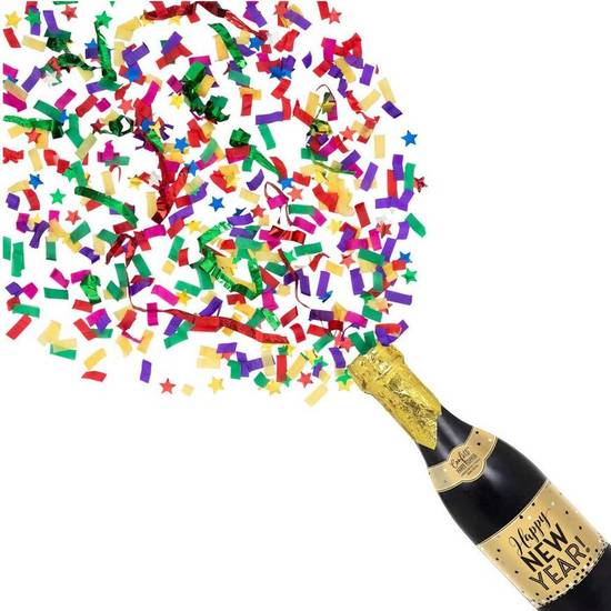 Party City Happy New Year Champagne Bottle Confetti Popper