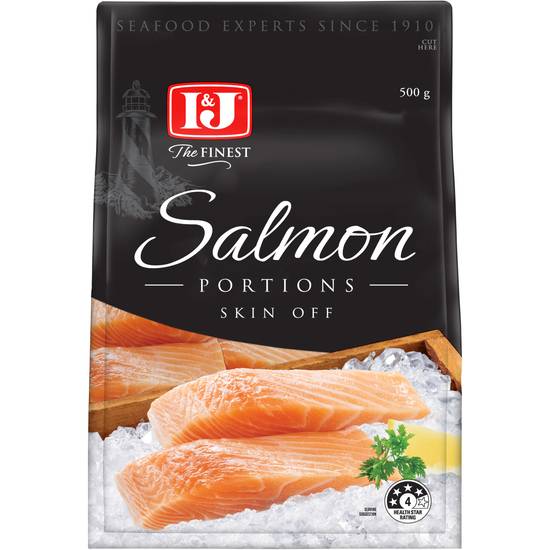 I&J the Finest Frozen Salmon Portions Skin Off 500 Gram