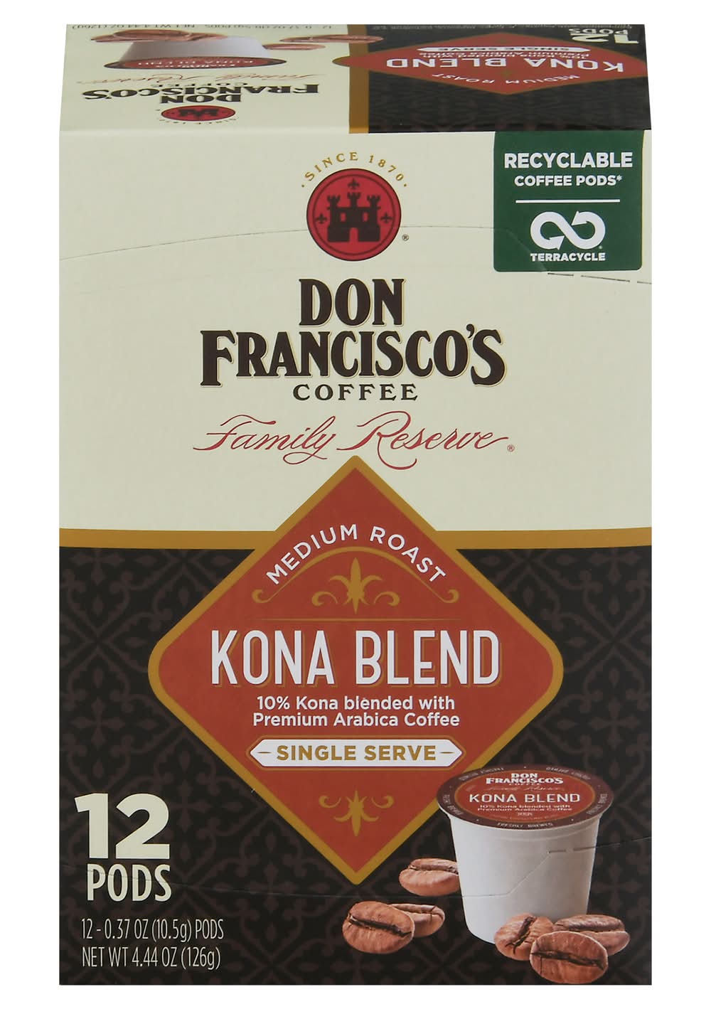 Don Francisco's Single Serve Medium Roast Kona Blend Coffee Pods (0.37 oz, 12 ct)