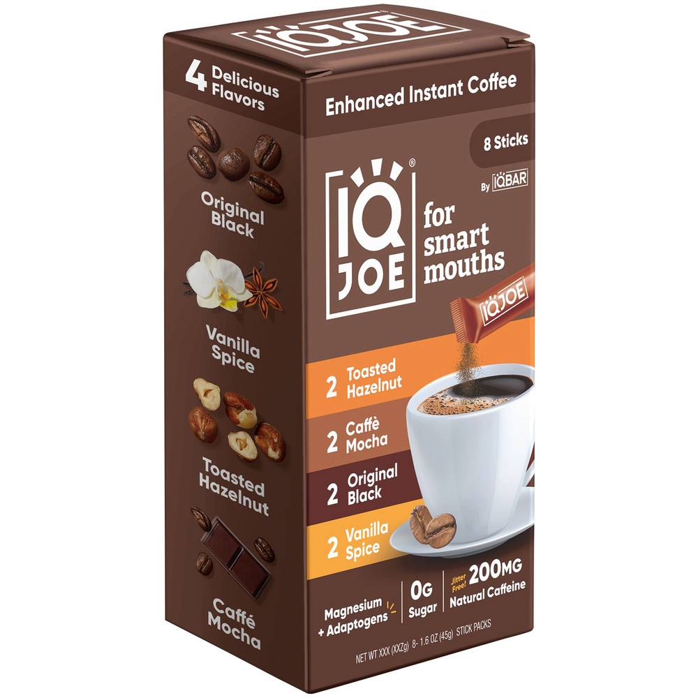 IQJOE Instant Coffee, Assorted (1.6 oz, 8 ct)