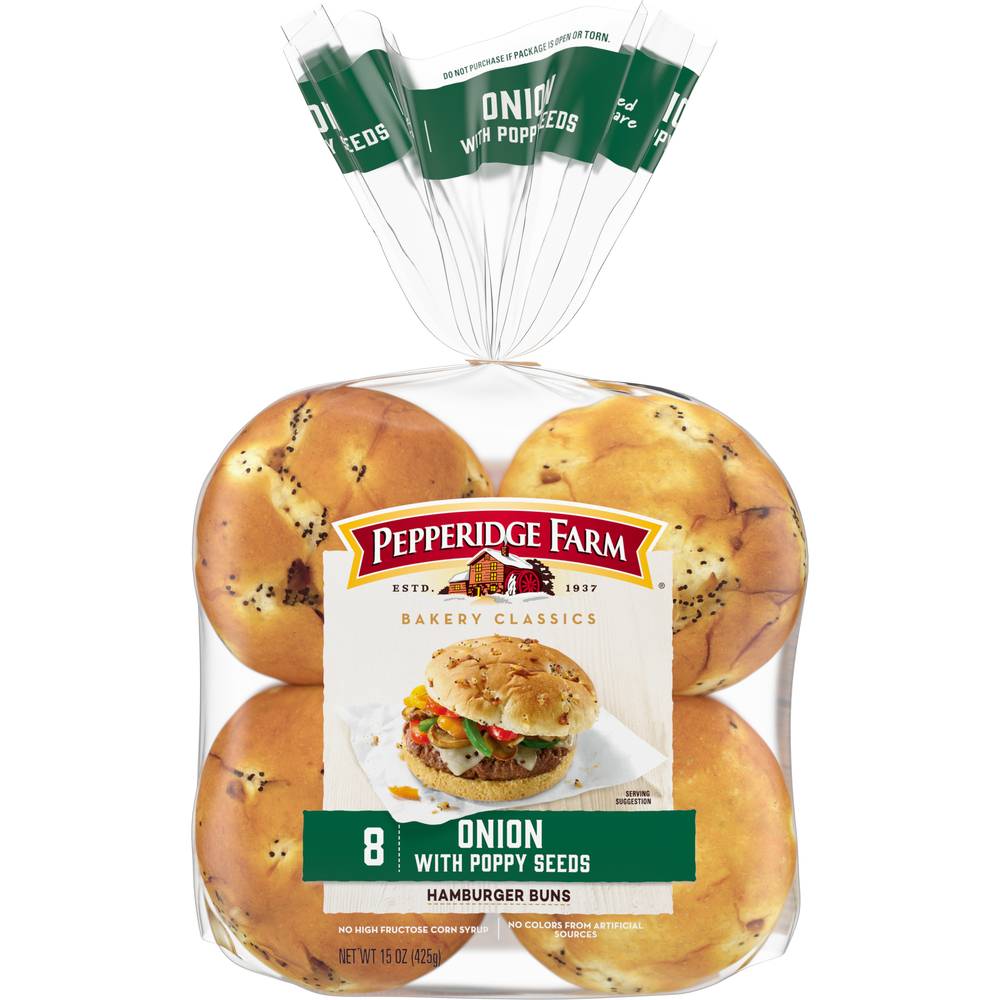 Pepperidge Farm Bakery Classics Onion With Poppy Seeds Hamburger Buns (15 oz)