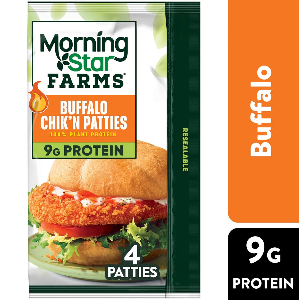 MorningStar Farms Plant Based Chik N Patties, Buffalo (10 oz, 4 ct)