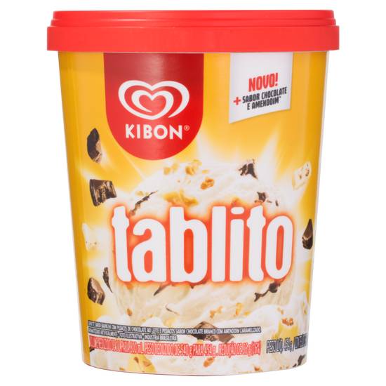 Kibon sorvete de baunilha com chocolate e amendoim tablito (800 ml)