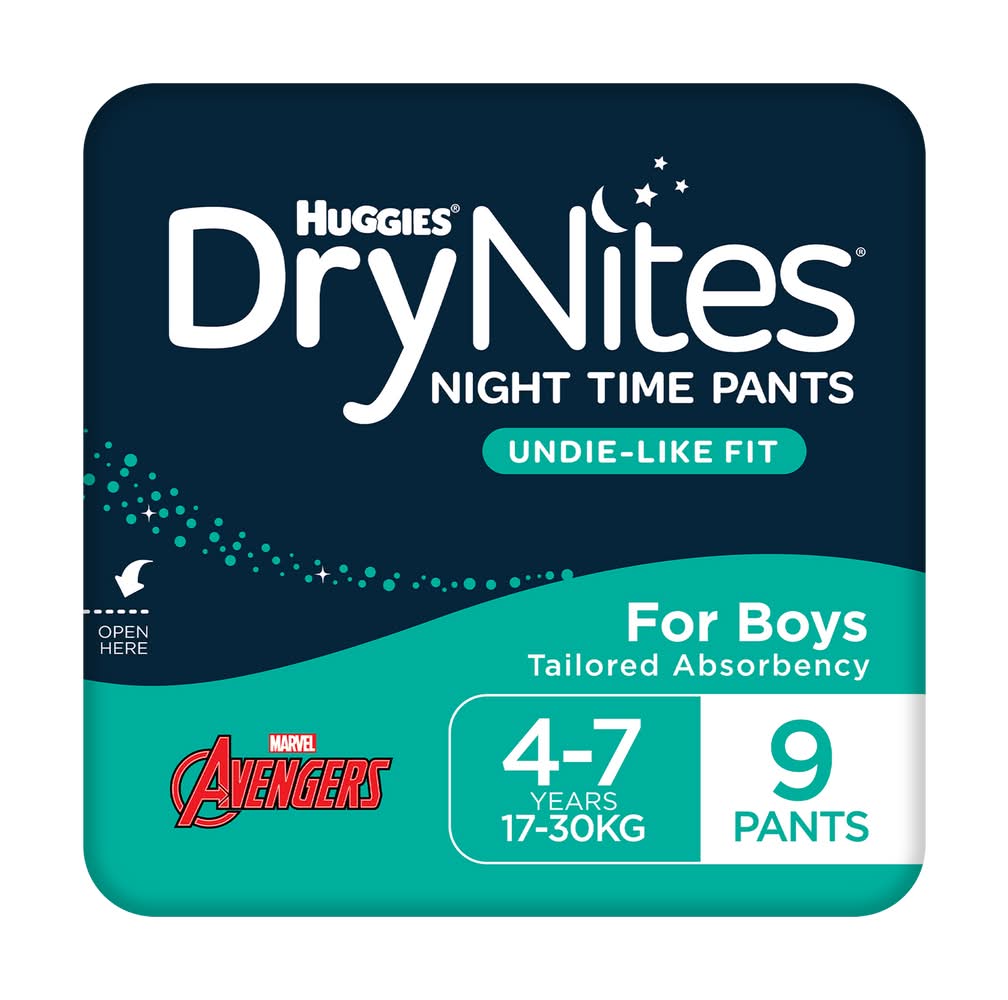 DryNites Night Time Pants For Boys, 4-7 Years (9 pack)