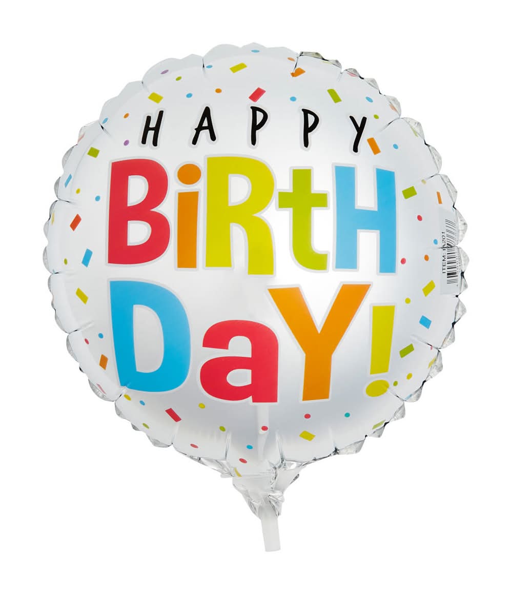 Happy Birthday Mylar Balloon, 18 in, Assorted
