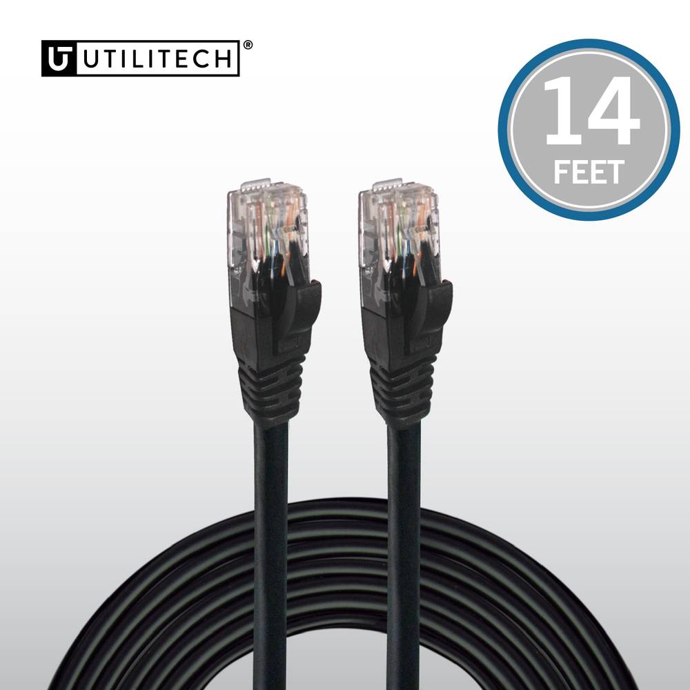 Utilitech 14-ft Cat 6A Black Ethernet Cable | RJ456EC14FT-BLK