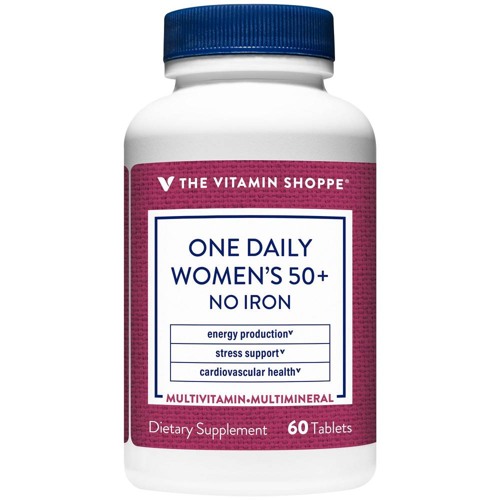 One Daily Women'S 50+ Multivitamin & Multimineral - Energy Production & Cardiovascular Health - Iron-Free (60 Tablets)