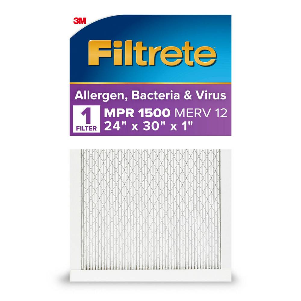 Filtrete 24-in W x 30-in L x 1-in MERV 12 1500 MPR Allergen, Bacteria and Virus Electrostatic Pleated Air Filter | 2013DC-9