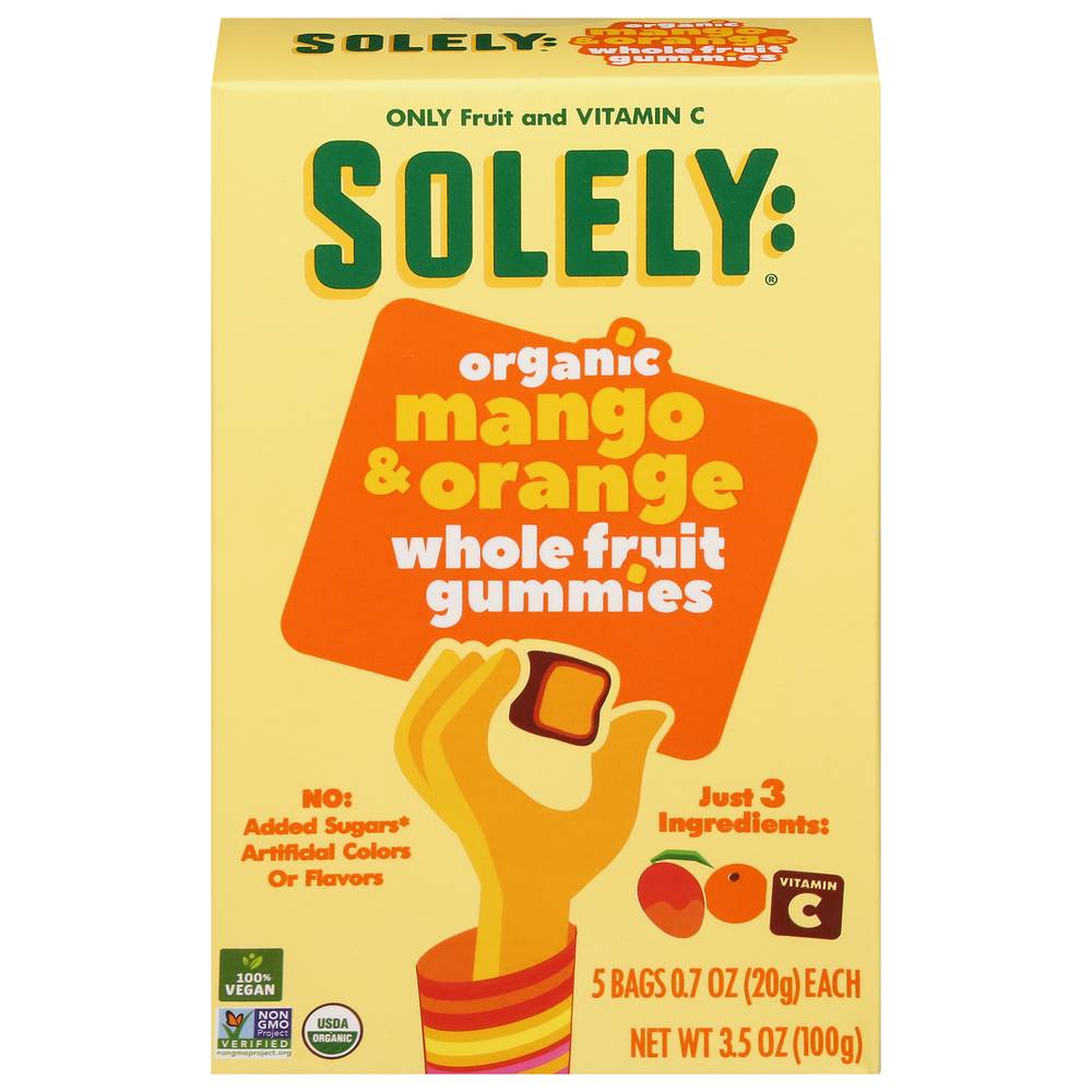 Solely Organic Whole Fruit Gummies, Mango & Orange (0.7 oz, 5 ct)