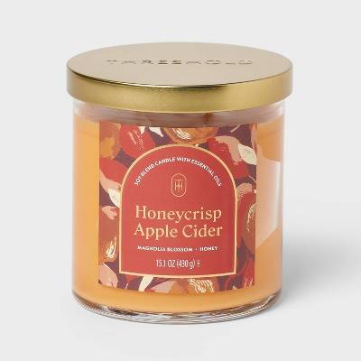 15.1oz 2-Wick Lidded Glass Jar Candle Honeycrisp Apple Cider - Threshold™