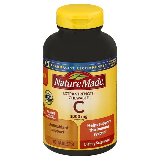 Nature Made Extra Strength Chewable Orange Vitamin C 1000 mg Tablets (90 ct)