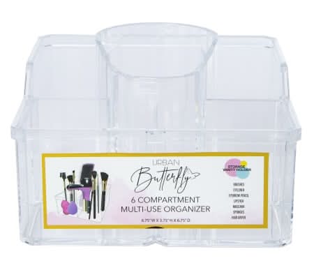 Clear 6-Compartment Multipurpose Organizer 6.75in x 3.75in