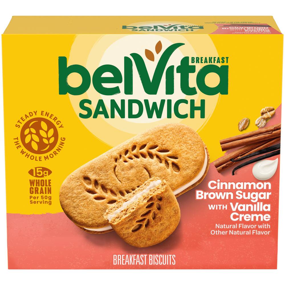 belVita Cinnamon Brown Sugar Vanilla Creme Sandwich Cookies (1.76 oz, 5 ct)