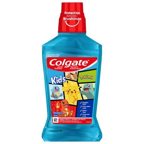 Rince-bouche au fluorure anticarie pour enfants Colgate ® Pokémon, sans alcool, 500 mL