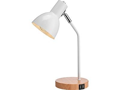 Rumi Lighting Incandescent Desk Lamp, 15.35, White/Wood Grain (ERPL36)