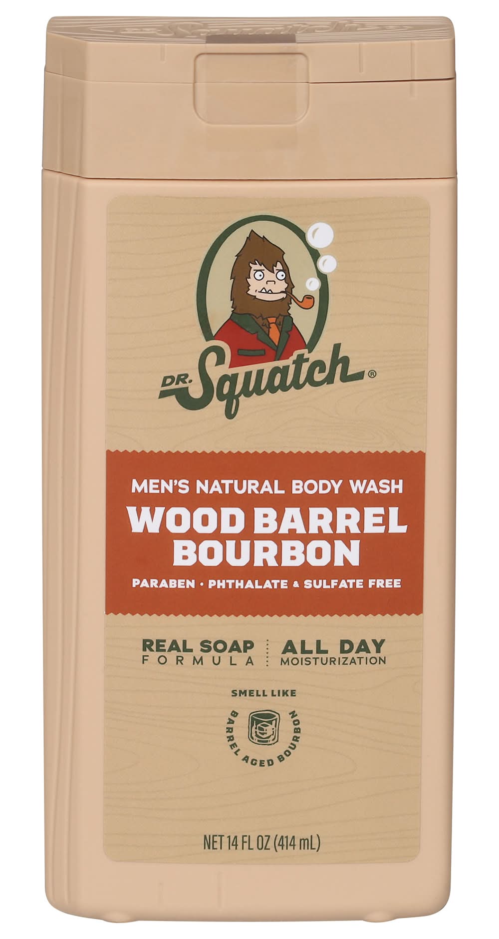 Dr. Squatch Men's Natural Bodywash, Wood Barrel Bourbon (14 fl oz)
