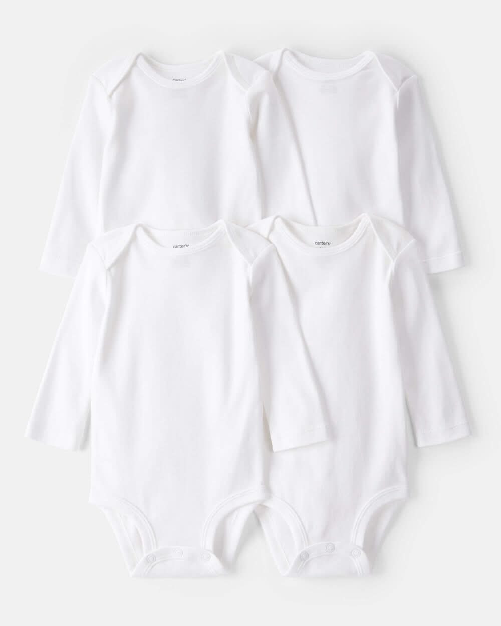 Carter's Baby Long Sleeve Bodysuits, 18M, White (4 ct)