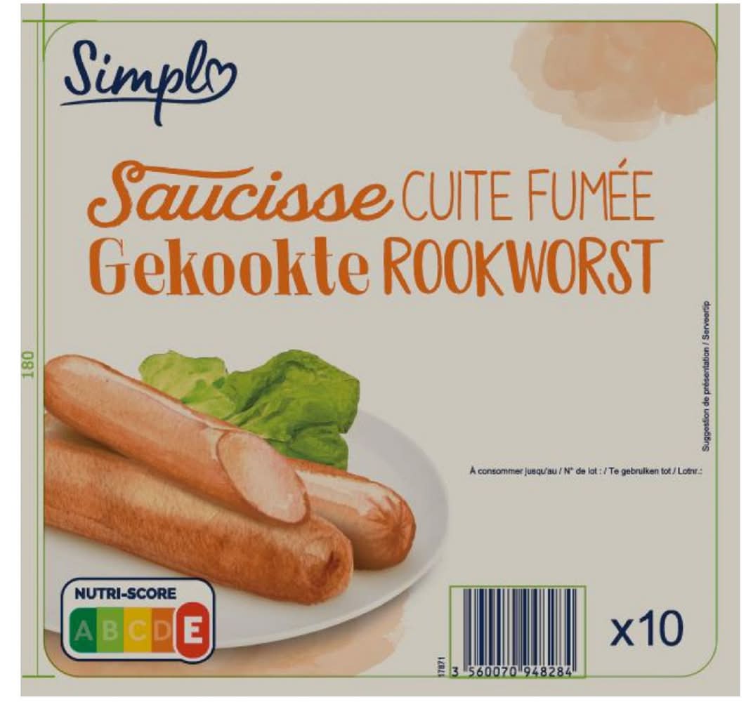 Simpl - Saucisses cuites fumées (10 x 35g)