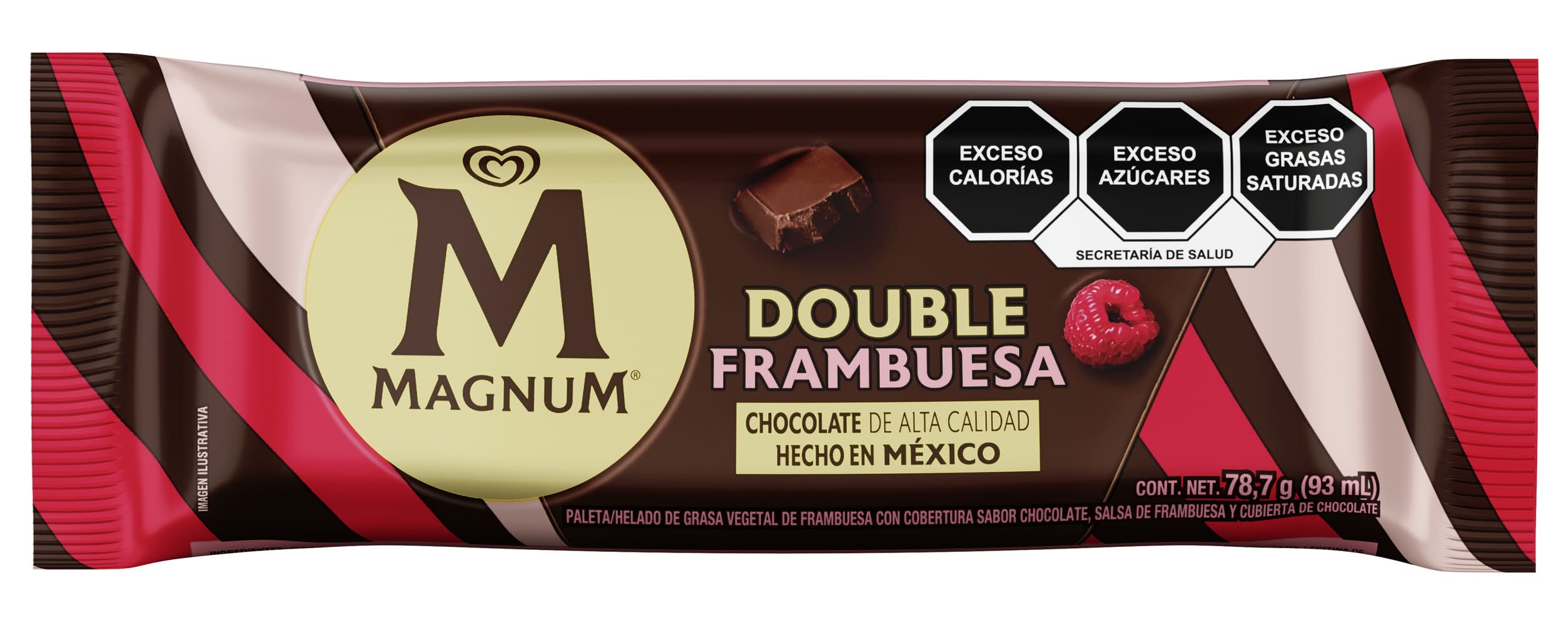 Magnum · Paleta helada cubierta de chocolate, double frambuesa (93 ml)