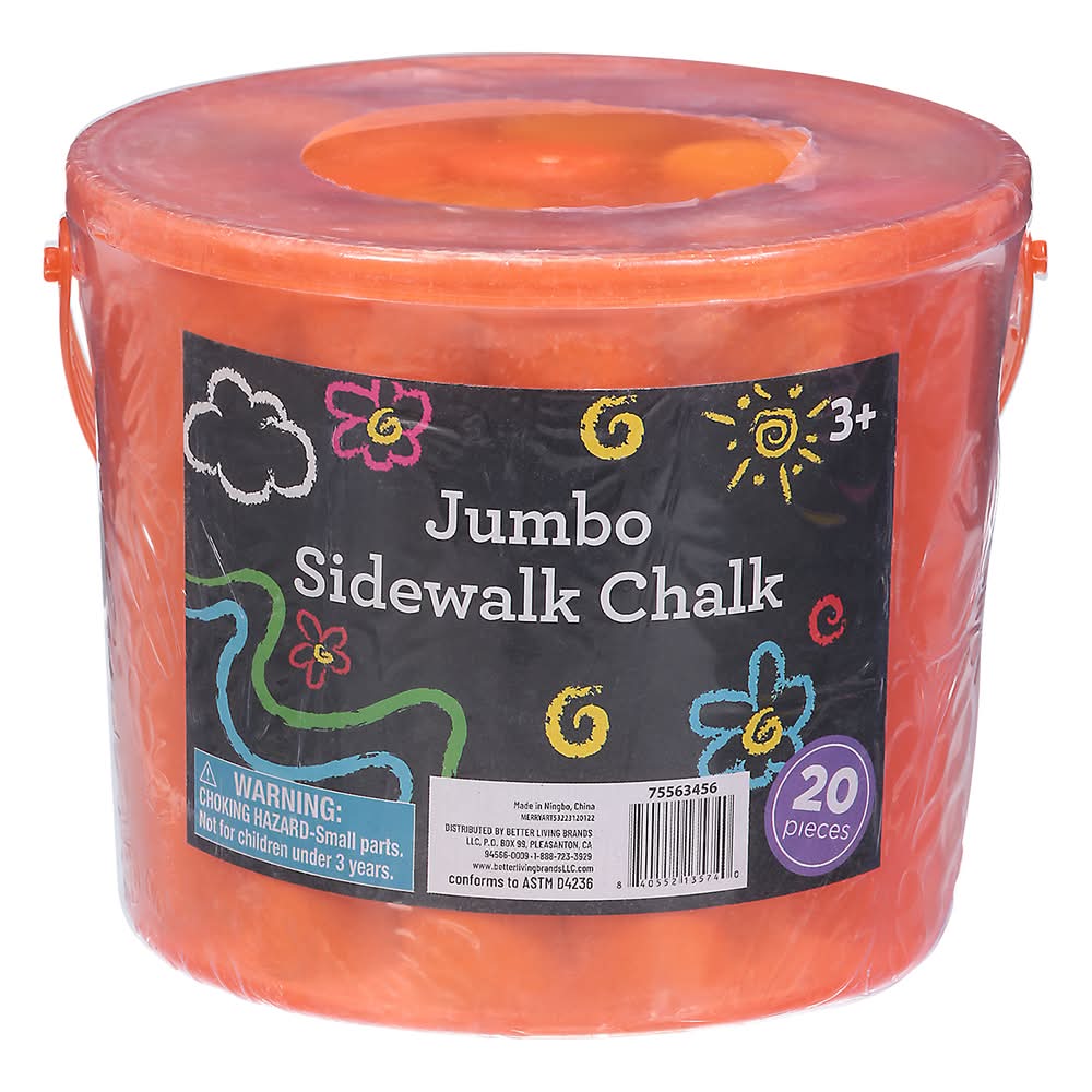 Ningbo Merryart Glow-Tech Sidewalk Chalk Bucket 3+ Years, Jumbo (20 ct)