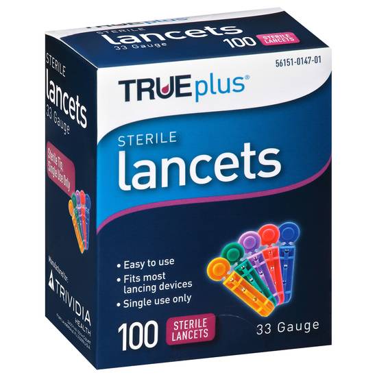 Trueplus 33 Gauge Sterile Lancets (100 ct)