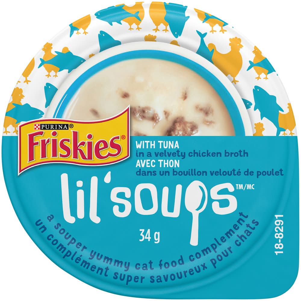 Purina Friskies Lil' Soups Velvety Chicken Broth Wet Cat Food, Tuna (34 g)
