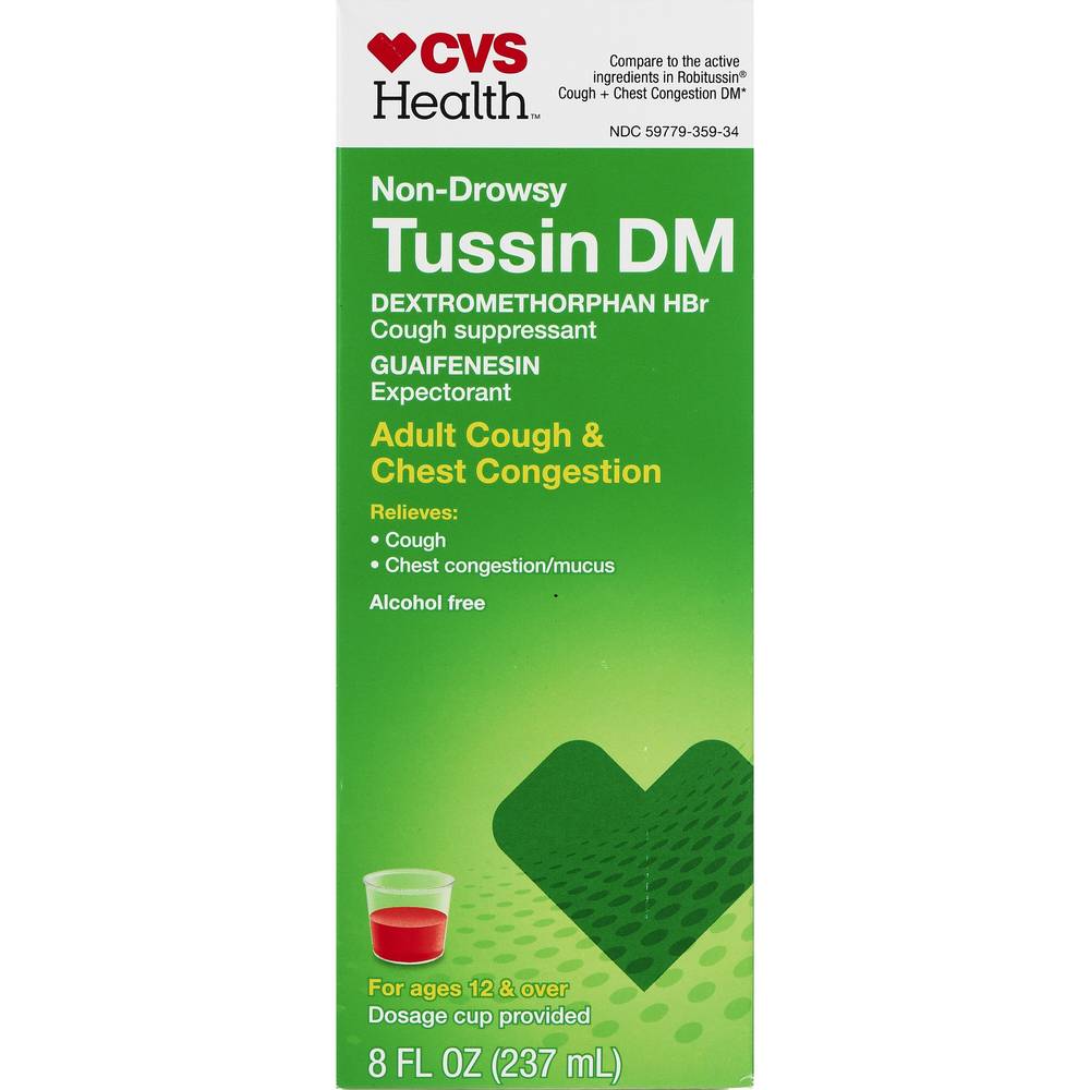CVS Health Non Drowsy Tussin DM Cough & Chest Congestion, 8 OZ