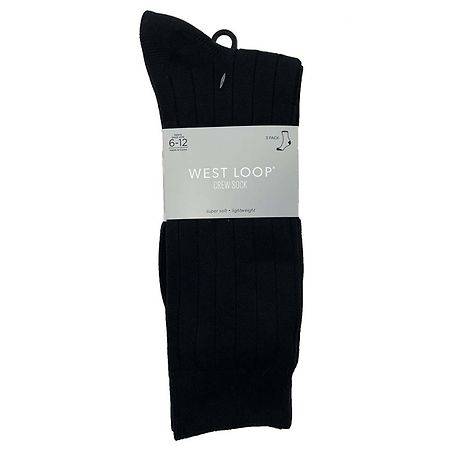 West Loop Mens Ribbed Crew Socks (6-12/black)