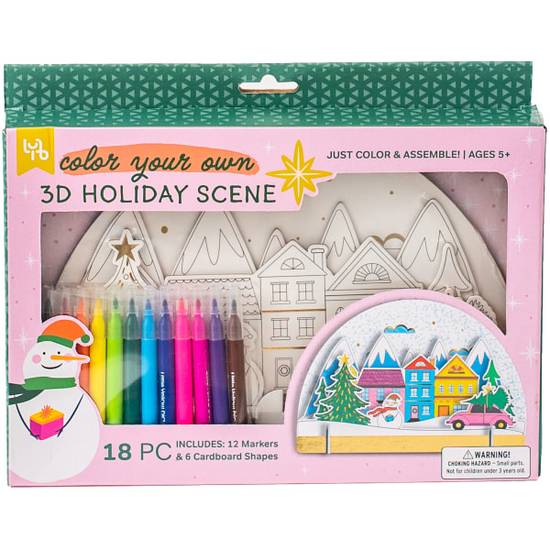 Little Yellow Bicycle Holiday Craft Kit, Color Your Own 3D Snow Globe Display