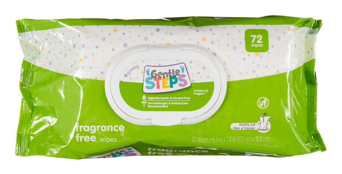 Gentle Steps Alcohol Free Unscented Baby Wipes 72 Count