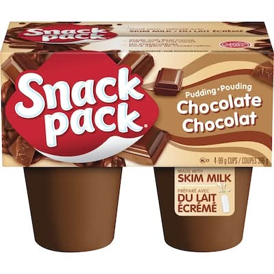Snack pack pouding au lait écrémé - pudding made with skim milk (4 pièces) (chocolat)