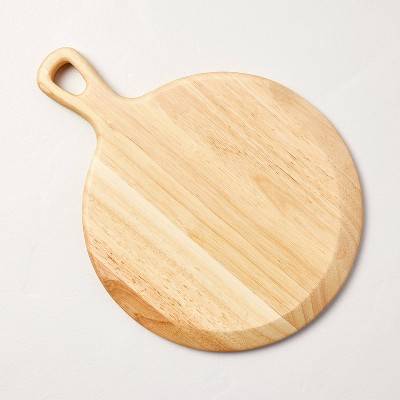 10" Round Wood Paddle Serving Board Natural - Hearth & Hand™ with Magnolia: Rubberwood, FSC Certified, Varnished Finish