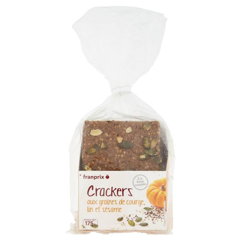 Crackers salés courge lin et sésame Franprix 175g