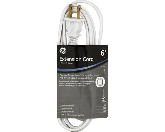 GE · 6 ft 2-Wire 16-Gauge Extension Cord White (1 cord)