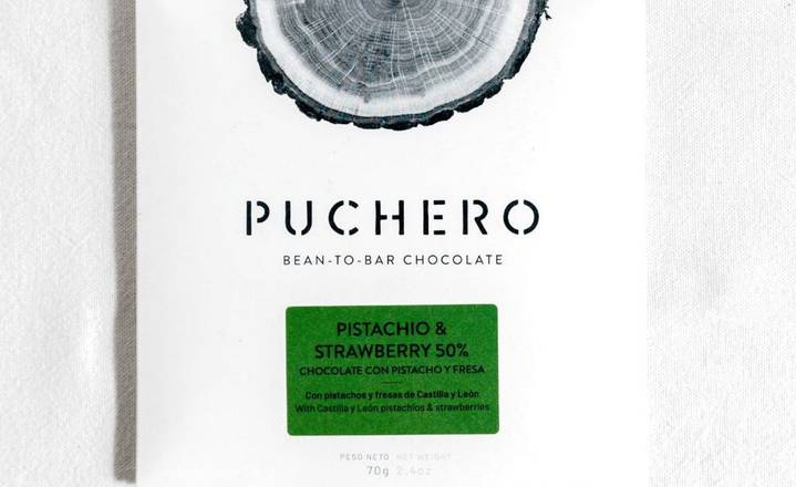 Chocolate 50% com Pistácio & Morango  | Puchero