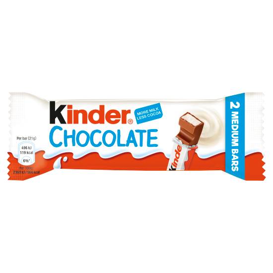 Kinder Medium Chocolate Multipack Bars 2 X 21g (42g)