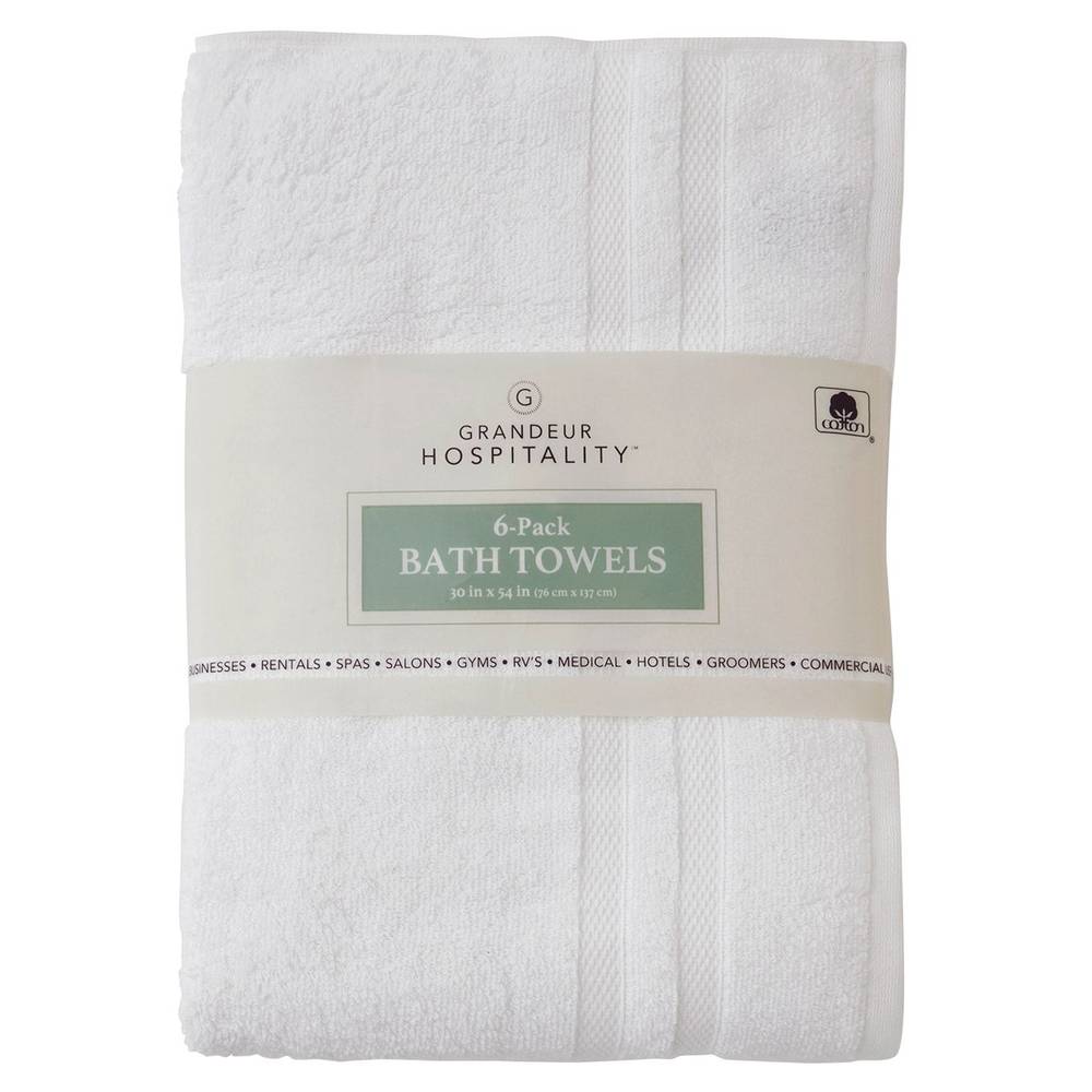 Grandeur Hospitality 100% Cotton Bath Towels (6 ct)