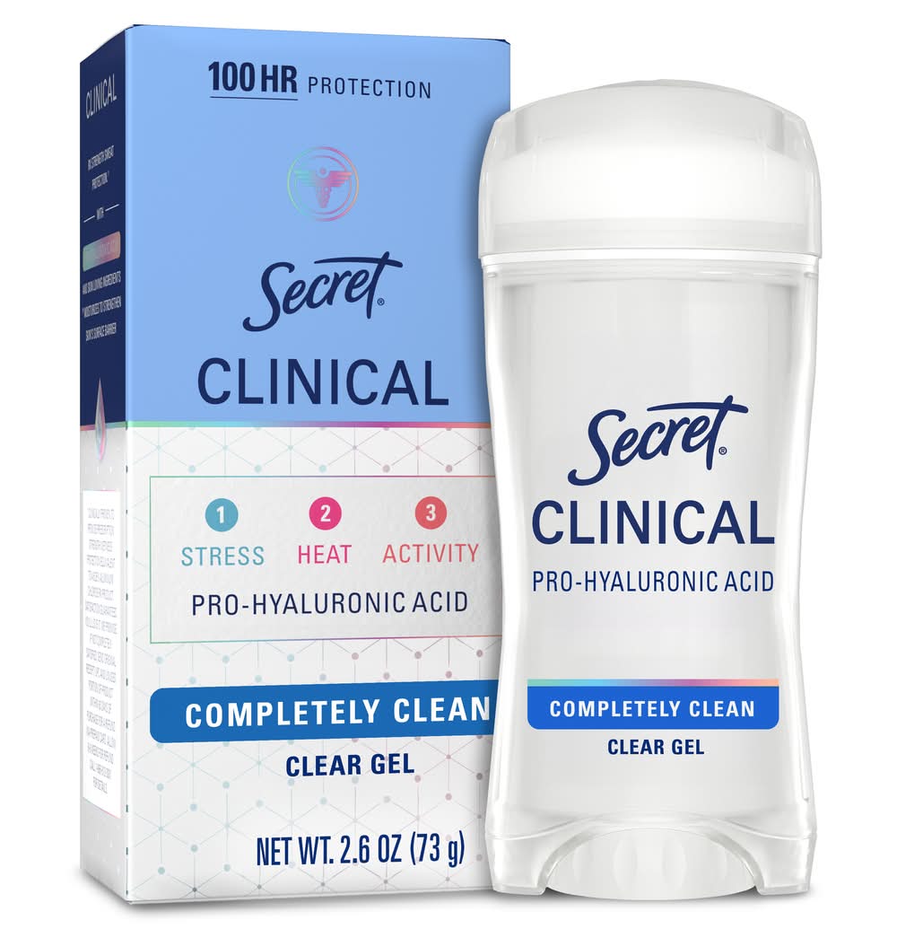 Secret Clinical Strength 72 Hr Clear Gel Antiperspirant & Deodorant, Completely Clean (2.6 oz)
