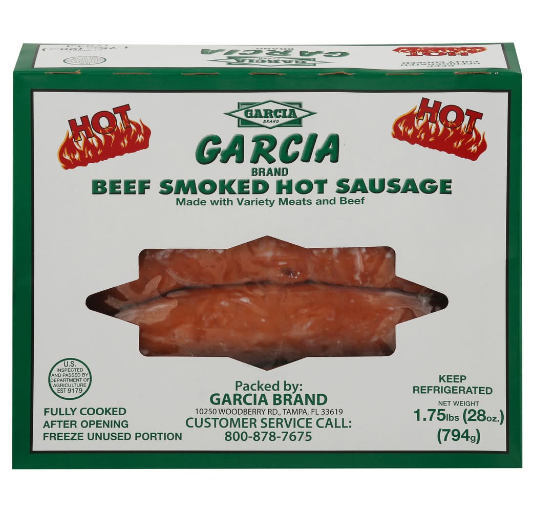 Garcia Fully Cooked Beef Smoked Hot Sausage (1.8 lbs)