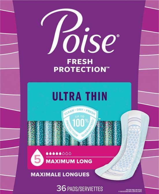 Poise Fresh Protection Maximum Long Length Ultra Thin Pads (36 ct)